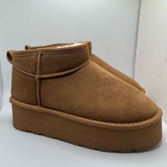 CUSHIONAIRE Women's Genuine Suede pull platform boot +Memory Foam 9 CHESTNUT - Picture 1 of 7